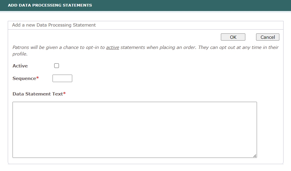 Add a New Data Processing Statement