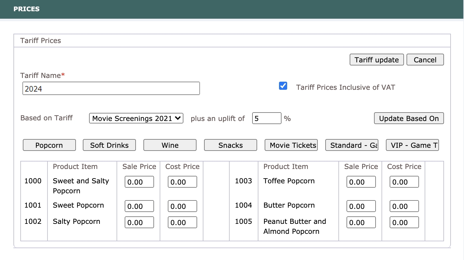 Add Tariff as Uplift