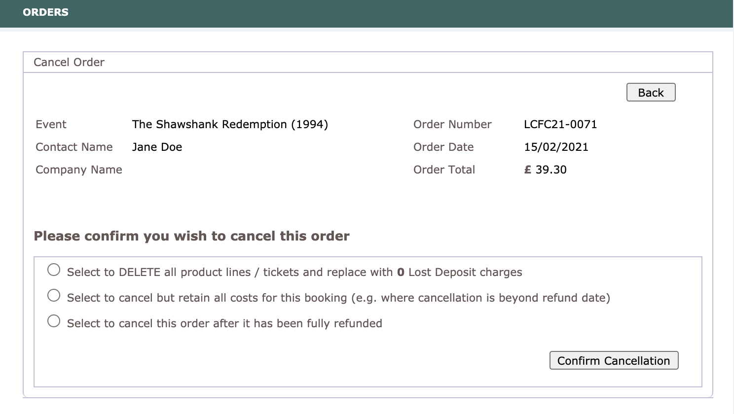 Cancel Order