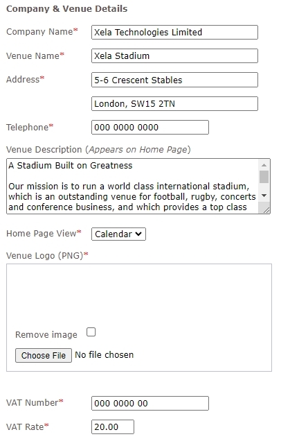 Company & Venue Details