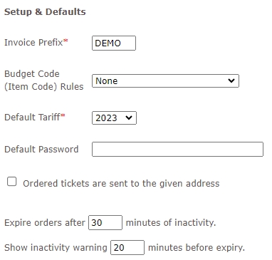 Configuration Setup Screen