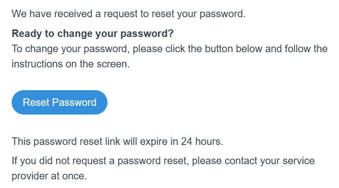 Forgotten Password Notification