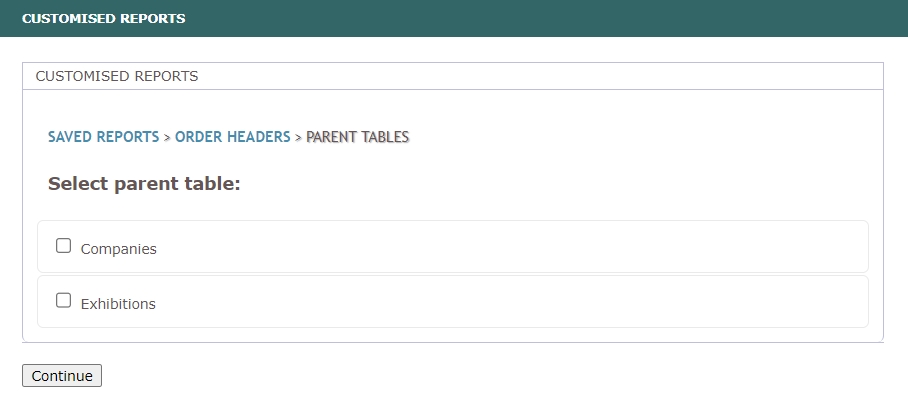 Customised Reports Parent Tables