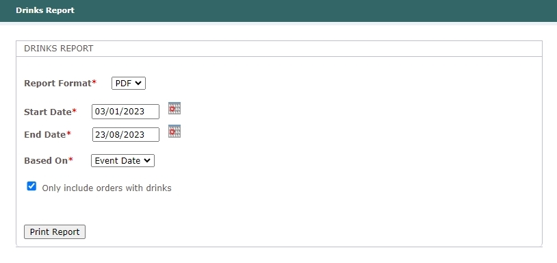 Drinks Report