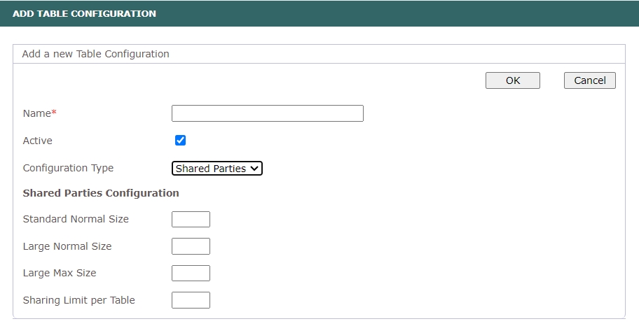 Table Configuration